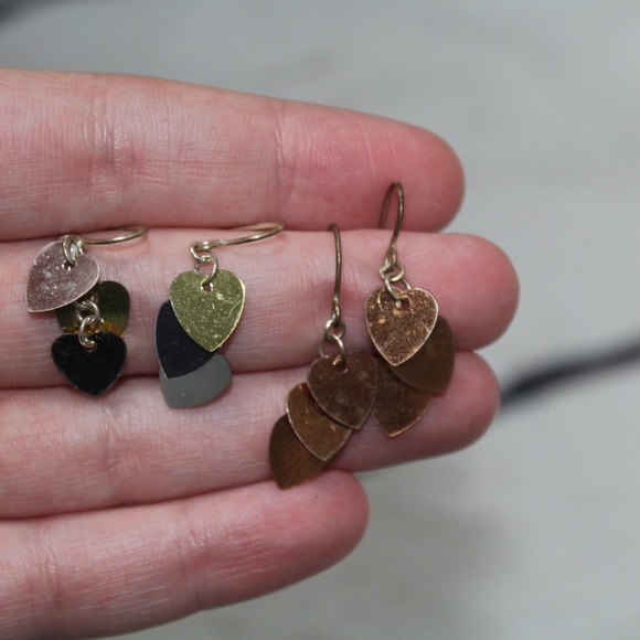 Two Pairs of Sequin Heart Earrings - Picture 3 of 3